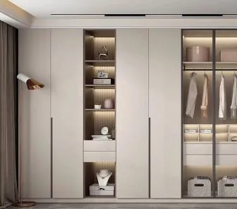 Вместительный гардеробный шкаф с подсветкой G233