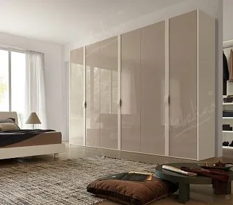 Бежевый, глянцевый шкаф до потолка RF183