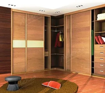 Красивый угловой шкаф-купе в благородном цвете «орех» CS218