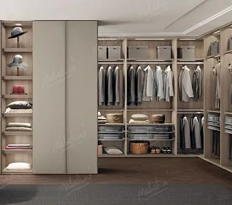 Гардеробная комната, включает шкафы, комоды, стеллажи PC558