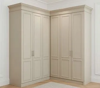 Классический L-образный угловой шкаф с распашными дверями