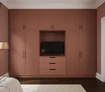 Шкаф с вертикальной фрезеровкой и ТВ-нишей