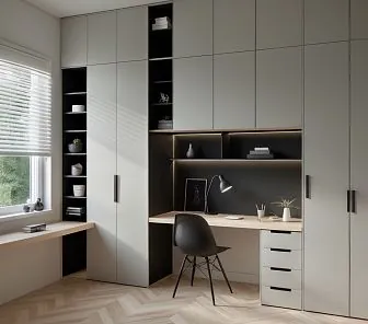 Встроенный детский гарнитур в минималистичном стиле