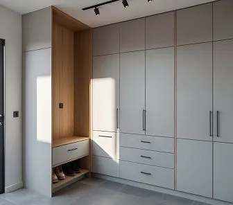 Современный минималистичный встроенный шкаф для прихожей