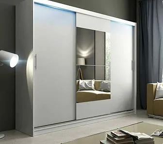 Современный корпусной шкаф-купе с подсветкой и зеркалом SM 589