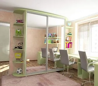 Зеркальный шкаф-купе до потолка для детской комнаты SD25085