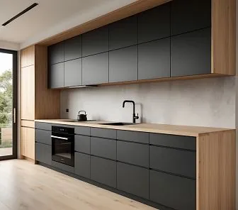 Прямая кухня в стиле современного скандинавского минимализма