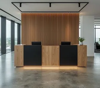 Стойка ресепшн прямоугольная в стиле минимализм