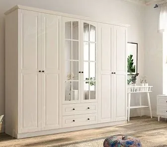 Классический бежевый шкаф с рамочными фасадами SM 495