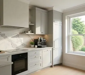 Угловая кухня в неоклассике/современной классике: 