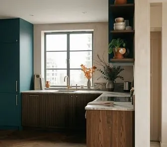 Угловая Г-образная кухня