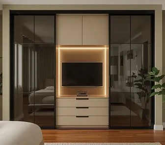 Встроенный шкаф-купе с ТВ-зоной и LED-подсветкой