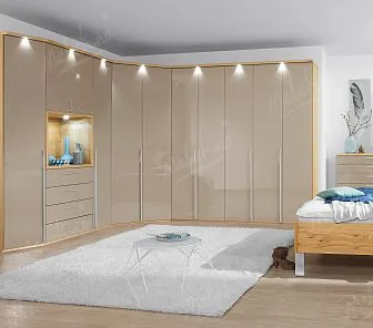 Угловой кремовый шкаф с подсветкой, арт CS121