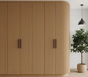 Радиусный шкаф с вертикальным рефлёфом