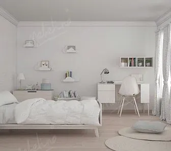 Светлый мебельный гарнитур для небольших детских PC475