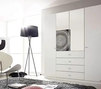 Распашной шкаф с выдвижными ящиками и зеркалами RF158