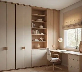 Функциональный встроенный гарнитур в скандинавском стиле