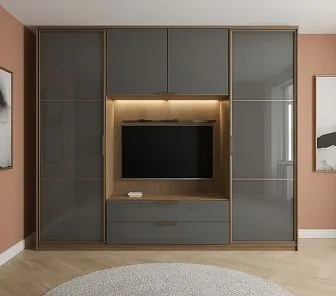 Шкаф-стенка с ТВ-нишей и раздвижными фасадами