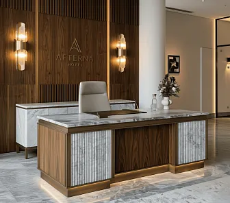 Стол ресепшена с белыми вставками