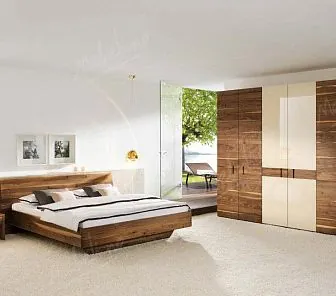 Распашной 3-х секционный шкаф из шпона с ЛДСП RF65