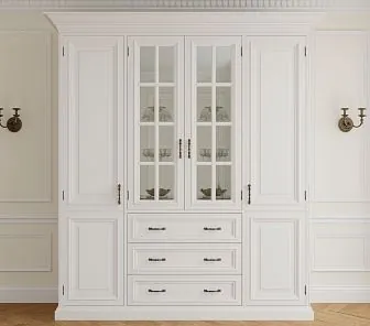Классический шкаф-витрина из МДФ в белой эмали