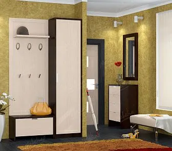 Высокая мебель в прихожую из шпона Е172