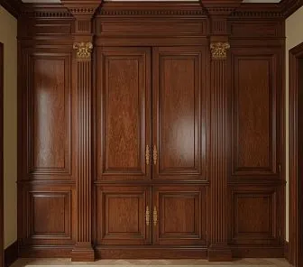 Аристократический шкаф из тёмного красного дерева