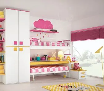 Белая мебель с розовыми и желтыми вставками Md154