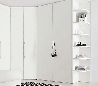 Угловой белый шкаф с боковыми полками, арт CS139