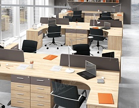 Офисный стол с перегородками из массива бука OM 215