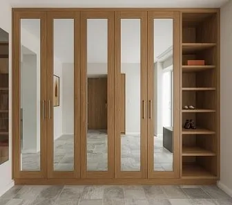 Шкаф-купе "Зеркальная гармония" с открытыми полками