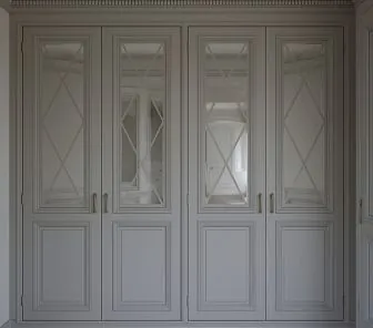 Роскошный встроенный шкаф с зеркальными дверцами и фацетной раскладкой