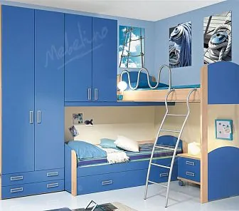 Синяя мебель со вставками для комнаты 2-х мальчиков Md165
