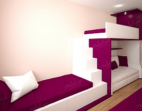 Яркая детская комната для двух школьников с двухъярусной кроватью Md115