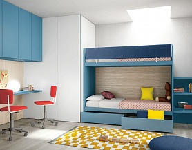 Голубой детский гарнитур для комнаты двух мальчиков Md311