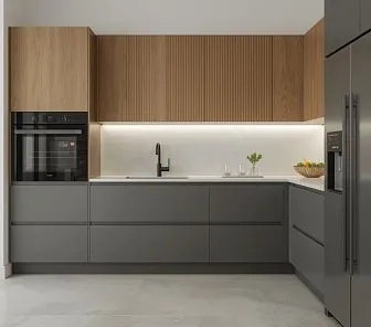 Современная L-образная кухня в скандинавском стиле