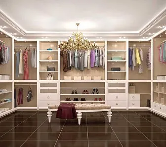 Пудровая гардеробная мебель с подсветкой G193