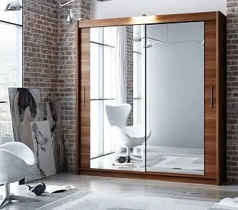 Стильный деревянный шкаф с зеркальными дверцами SM 455