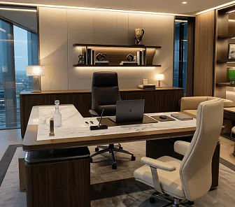 Стол для переговоров в светлых тонах