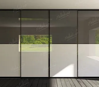 Встроенный двухцветный шкаф-купе до потолка D266