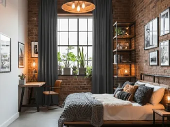 Интерьер спальни лофт – объединяем брутальность с уютом