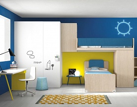 Детская комната с яркими акцентами, желтая, синяя, Md300