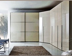 Глянцевый угловой шкаф, распашные и раздвижные двери, арт CS217