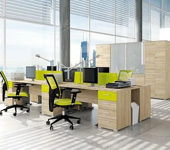 Креативная офисная мебель из бука с яркими вставками OM 216
