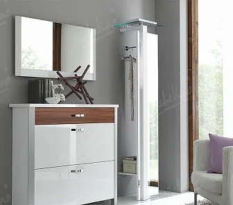 Лаконичная прихожая из ламинированной мдф с зеркалом для небольших комнат PC574