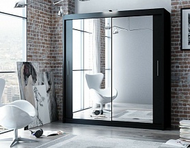 Модный черный шкаф-купе с зеркалами в полный рост SM 458