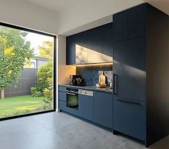 Синяя премиальная прямая кухня