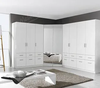 Угловой белый шкаф с зеркалом, арт CS126