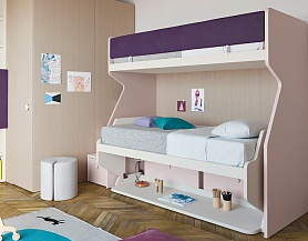 Мебель для детской с оригинальной двухярусной кроватью, передвижная дверца, Md329