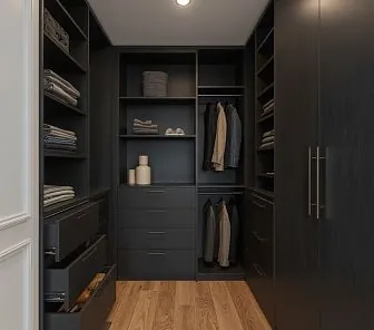 Угловая гардеробная в современном стиле